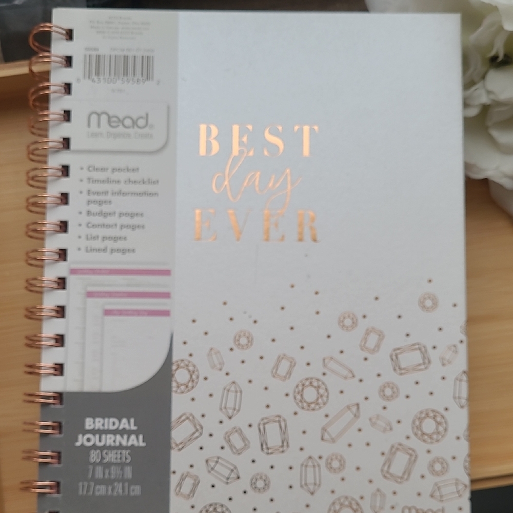 Mead Bridal Journal Notebook - Best Day Ever (White with Rose Gold)